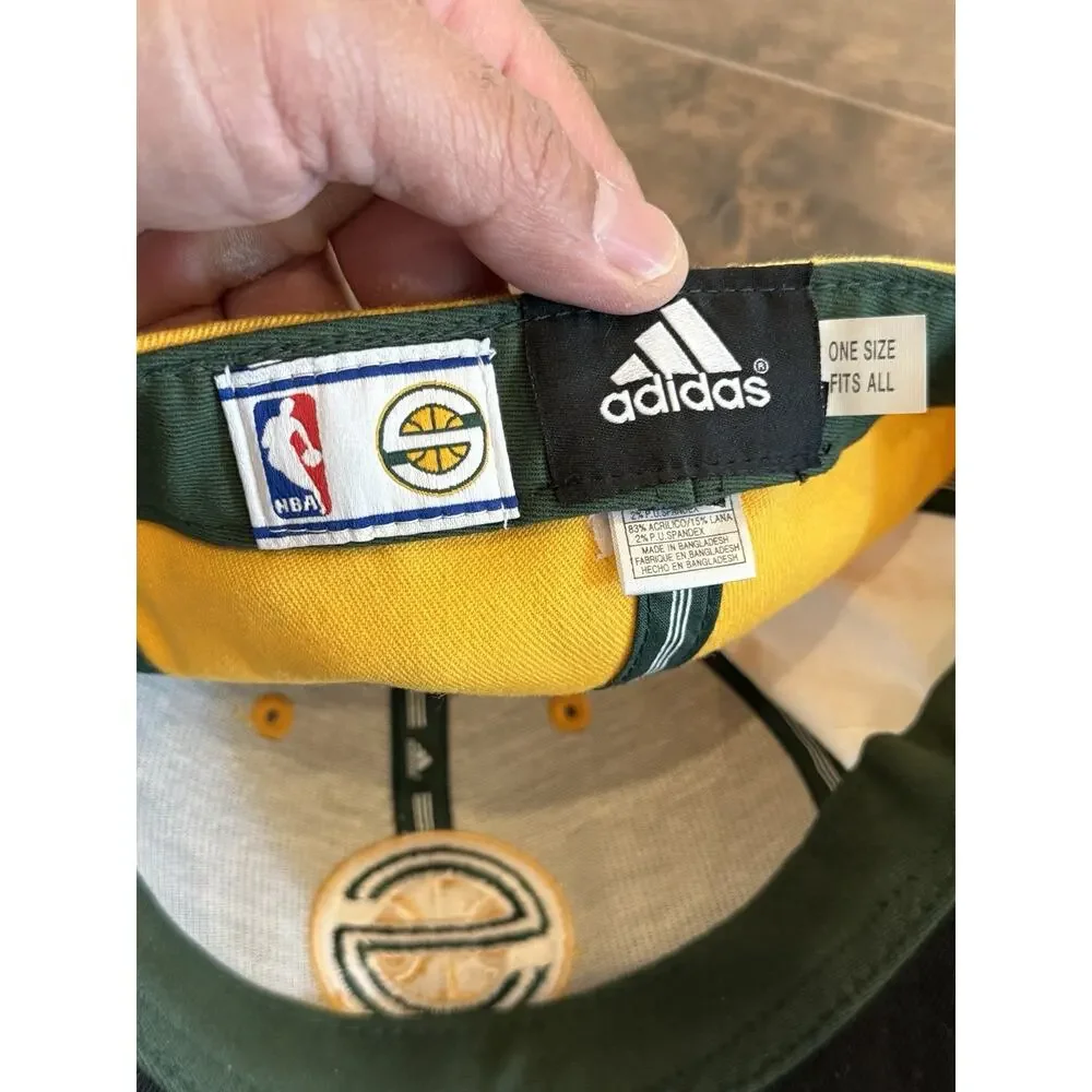 Vintage Y2K Adidas Mens NBA Seattle Sonics Supersonics Wool Fitted Hat OSFA Cap